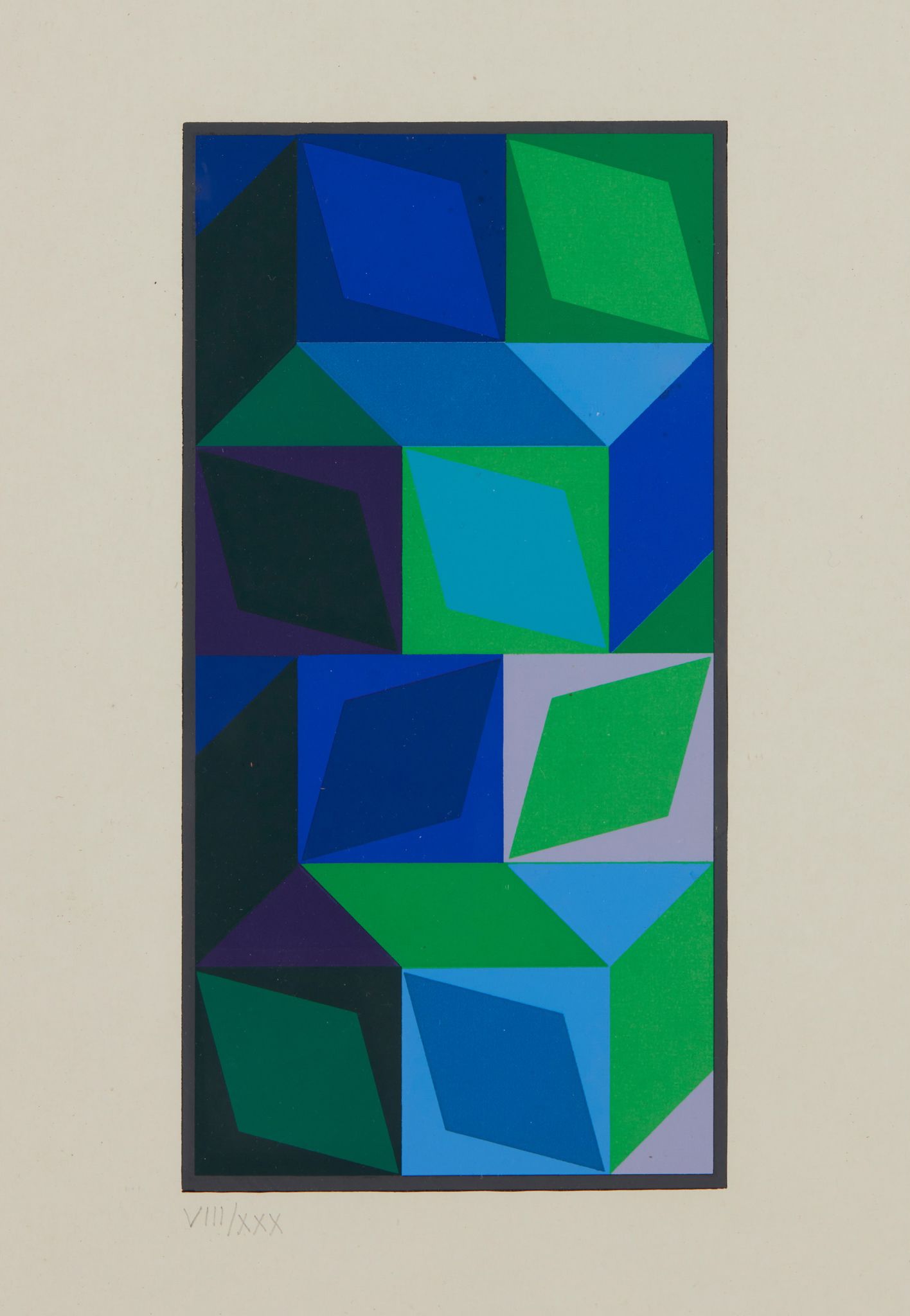 LOT 259 | VICTOR VASARELY (HUNGARIAN/FRENCH 1906-1997) § | ZAGREB (BLUE/GREEN VARIATION) - 1968 | £300 - £500 + fees