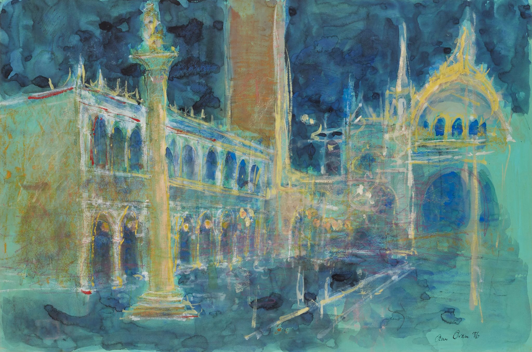 ANN ORAM R.S.W. (BRITISH 1956-) ACROSS VENICE | Sold for £400*