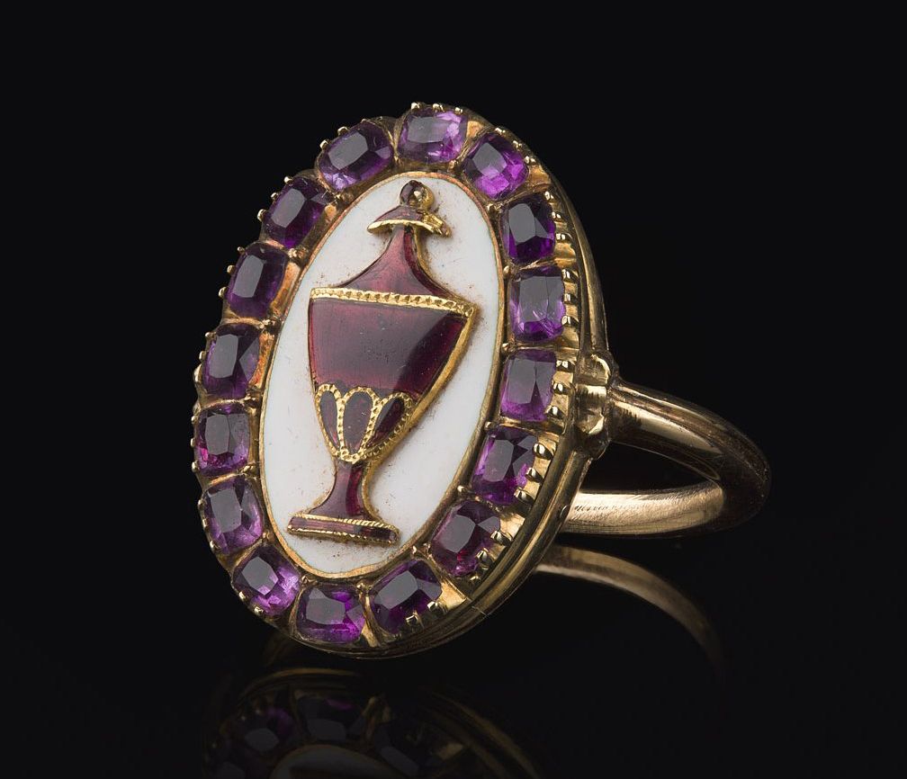A GEORGE IV ENAMEL AND AMETHYST MOURNING RING | Sold for £1,312