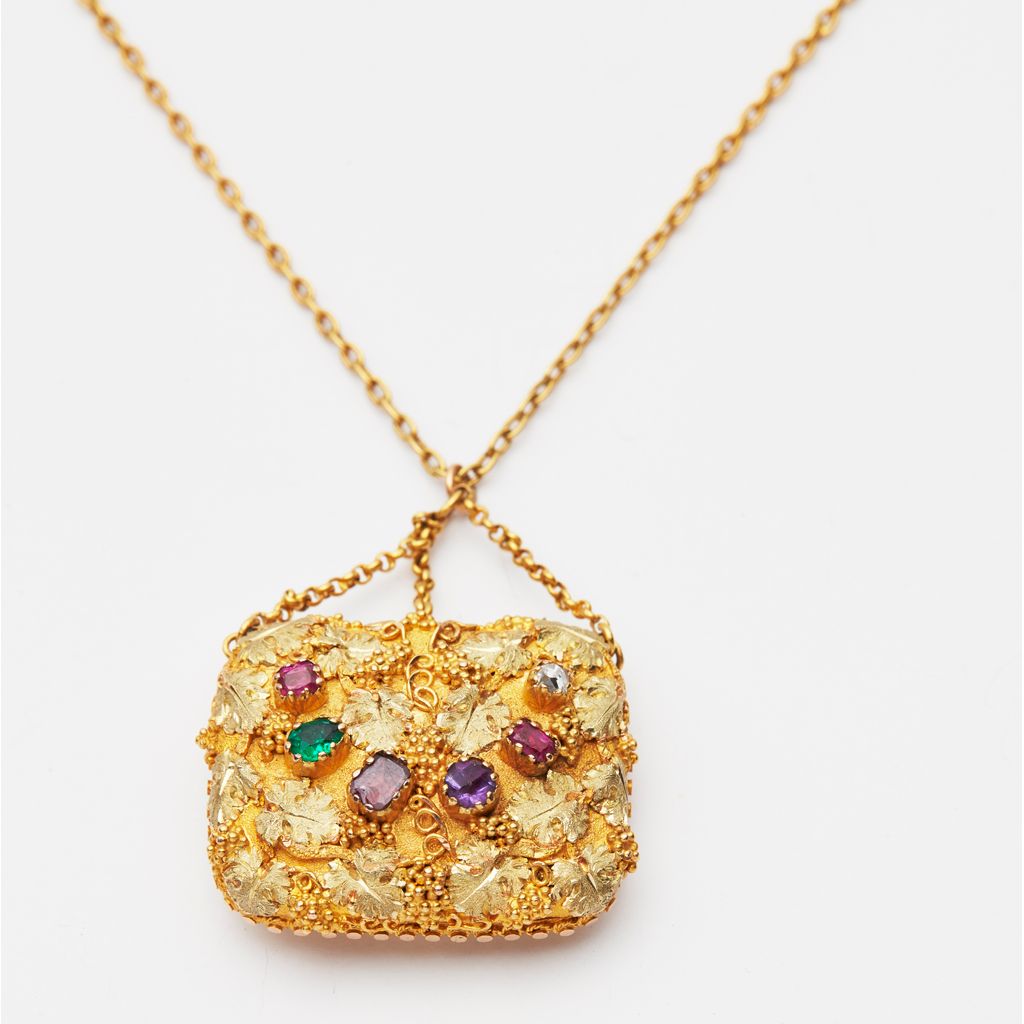 A MULTI-GEM SET PENDANT NECKLACE | Sold for £2,500