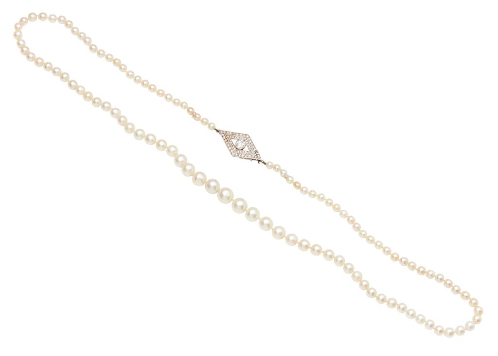 A NATURAL PEARL NECKLACE  Sold for £5,250