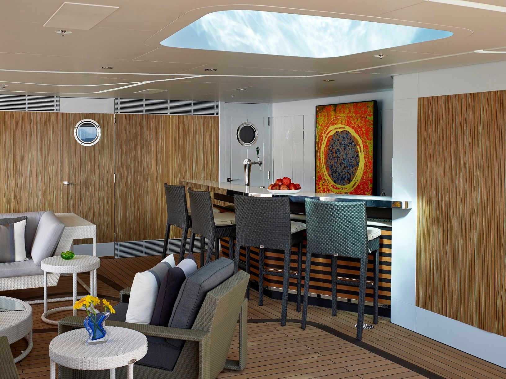 Beach bar of Galactica Star courtesy of Bannenberg & Rowell Yacht Design (Photo: David Churchill)