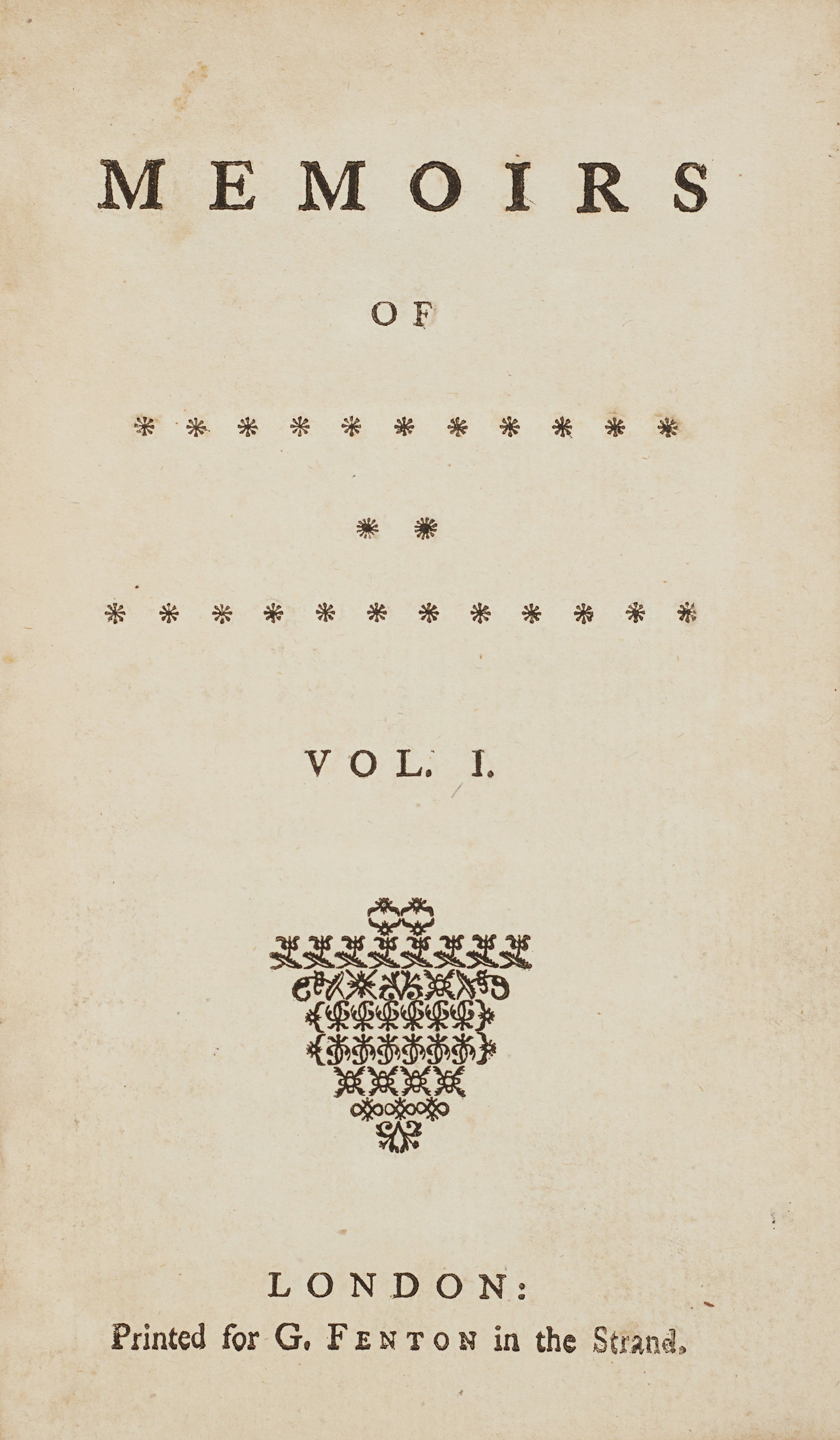 [CLELAND, JOHN] | MEMOIRS OF *********** ** ************ [A WOMAN OF PLEASURE] | Sold for £22,500