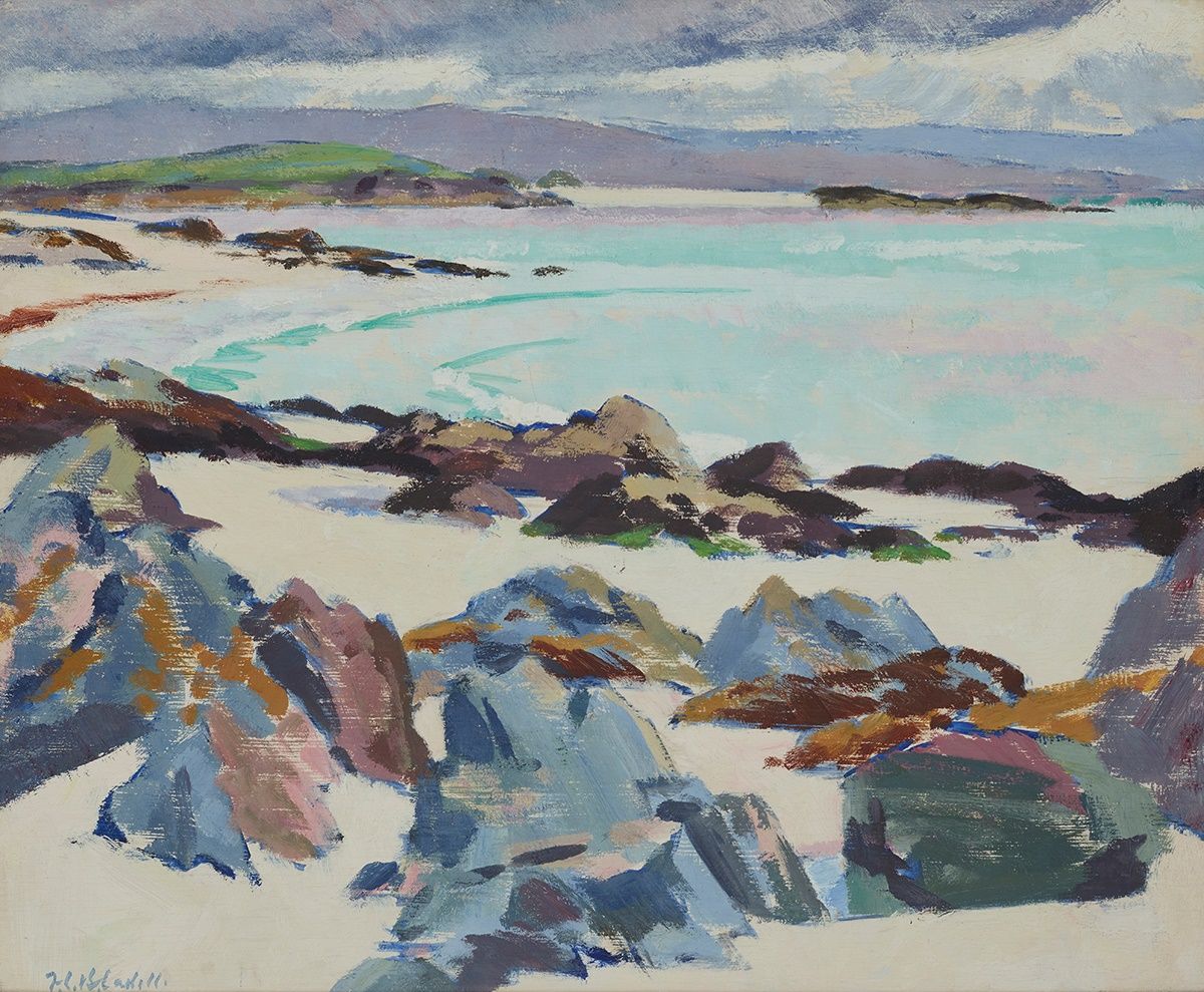 FRANCIS CAMPBELL BOILEAU CADELL R.S.A., R.S.W. (SCOTTISH 1883-1937) | IONA, EAST BAY – THE LITTLE ISLAND AND MULL | Sold for £106,250*