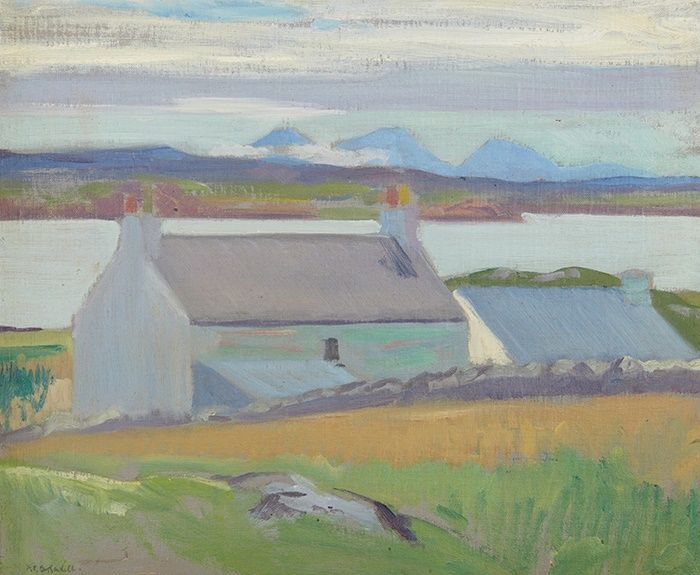 FRANCIS CAMPBELL BOILEAU CADELL R.S.A., R.S.W. (SCOTTISH 1883-1937) | AUCHABHAICH CROFT, IONA (NIGHTFALL IONA) | Sold for £53,950*