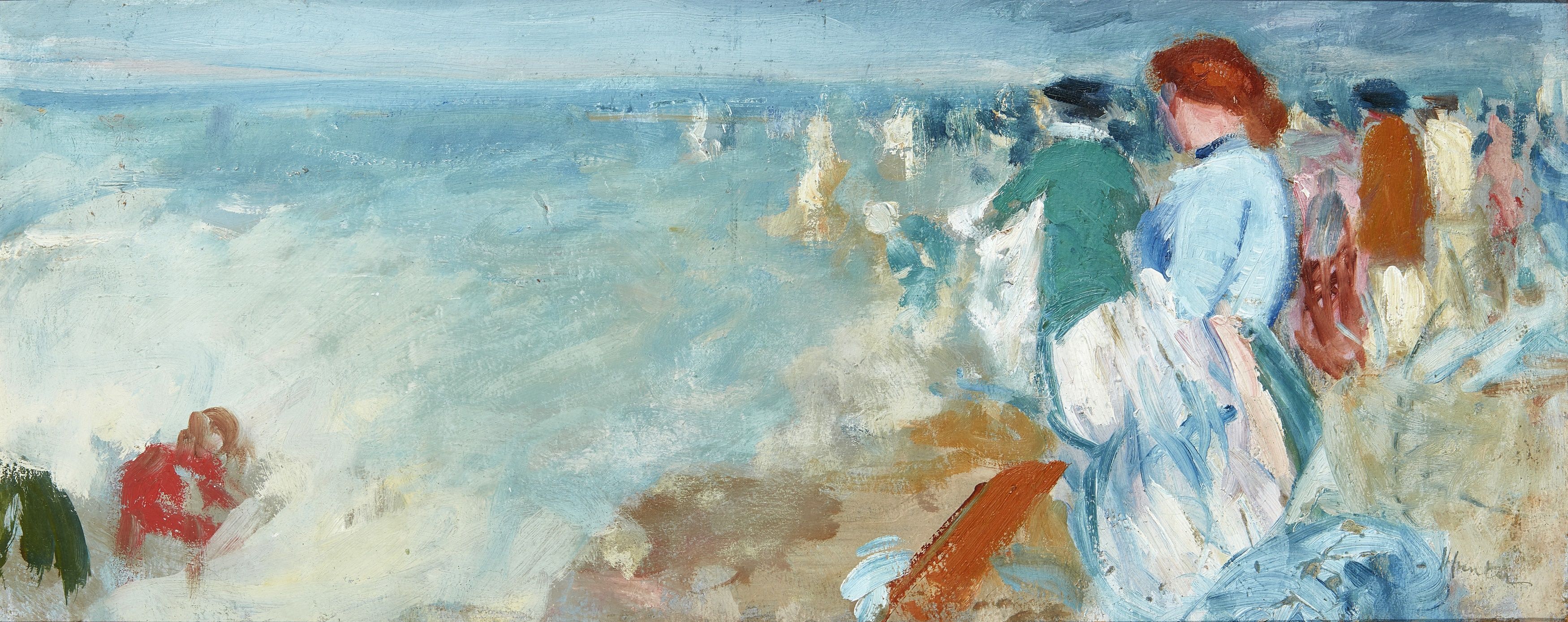 GEORGE LESLIE HUNTER (SCOTTISH 1877-1931) ELEGANT FIGURES ON THE BEACH  Sold for £23,750
