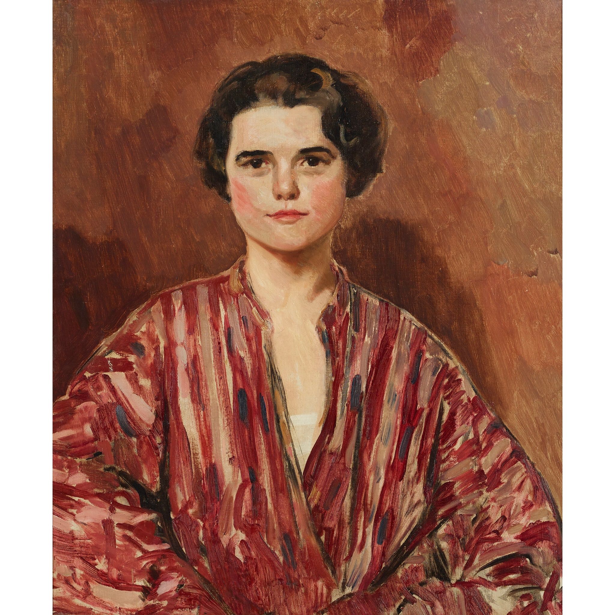 JAMES MCBEY (SCOTTISH 1883-1959) | HALF-LENGTH PORTRAIT OF FRANCES GRIPPER | Sold for £8,820