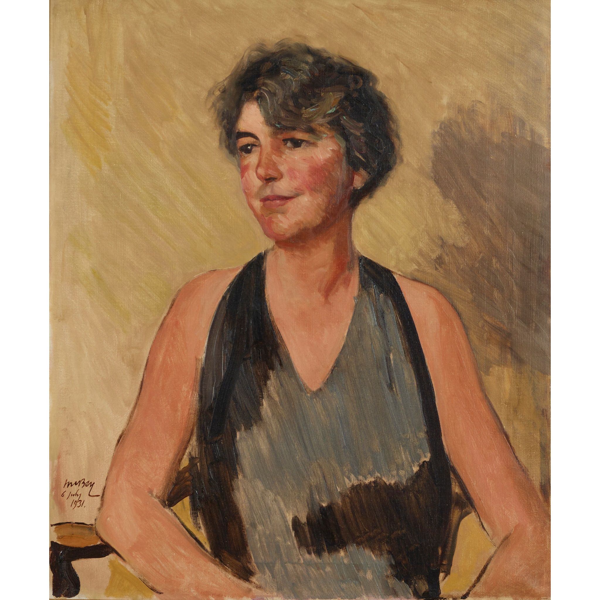 JAMES MCBEY (SCOTTISH 1883-1959) | HALF-LENGTH PORTRAIT OF HORTENSE LOEB | Sold for £3,528