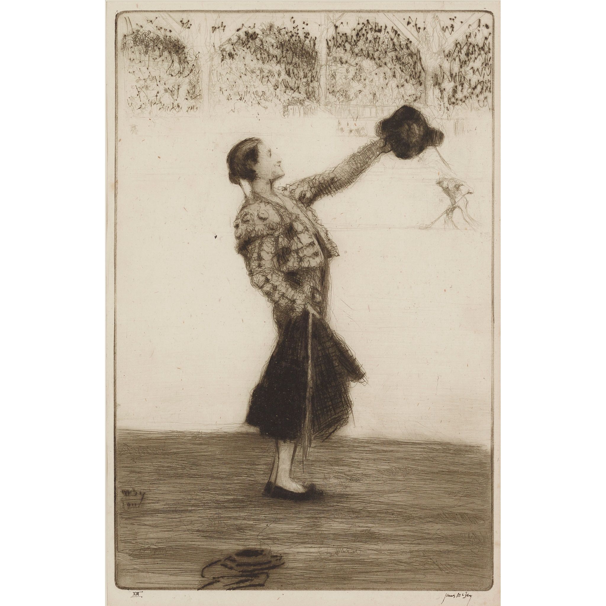 JAMES MCBEY (SCOTTISH 1883-1959) | OVATION TO THE MATADOR | Sold for £2,016