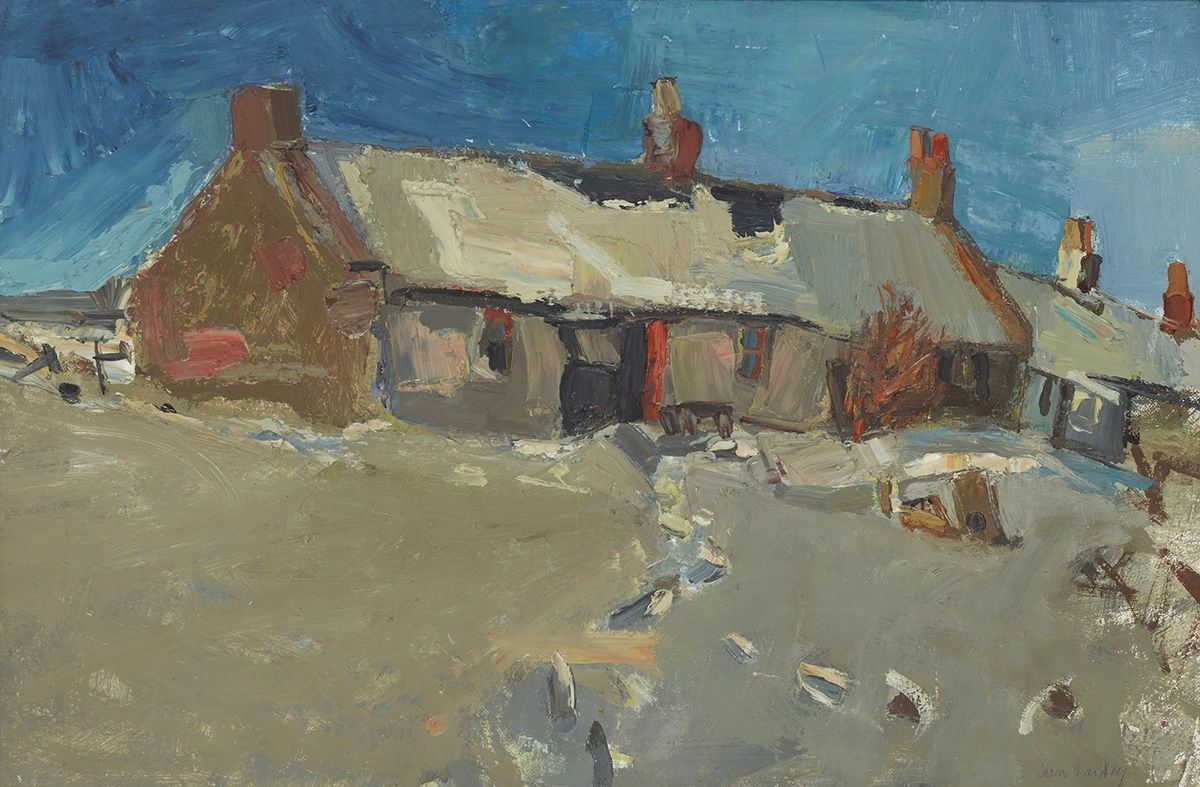JOAN EARDLEY R.S.A. (SCOTTISH 1921-1963) | FOOTSTEPS IN THE SNOW, THE ROW, CATTERLINE | Sold for £55,200*