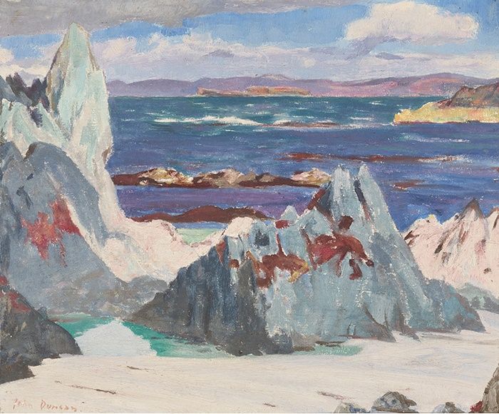 JOHN DUNCAN R.S.A, R.S.W. (SCOTTISH 1866-1945) | CATHEDRAL ROCK, NORTH END, IONA | Sold for £6,930*