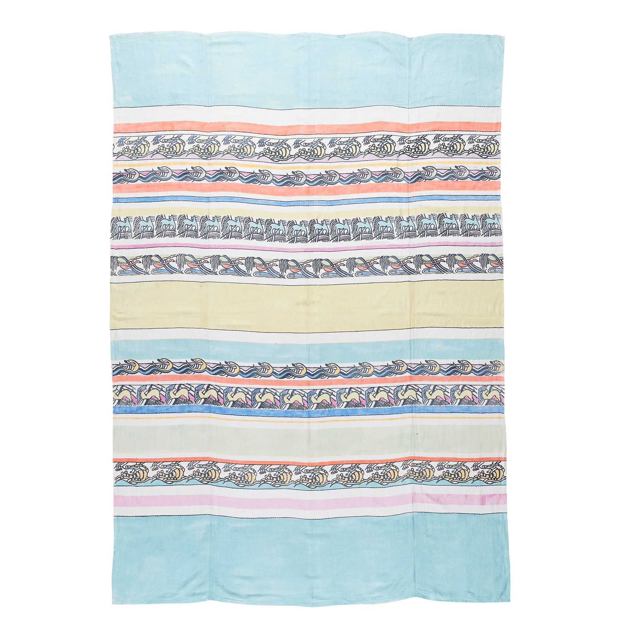 PERCY WYNDHAM LEWIS (BRITISH 1882-1957) FOR THE REBEL ART CENTRE OR OMEGA WORKSHOPS RARE BEDSPREAD, CIRCA 1914  Sold for £11,875