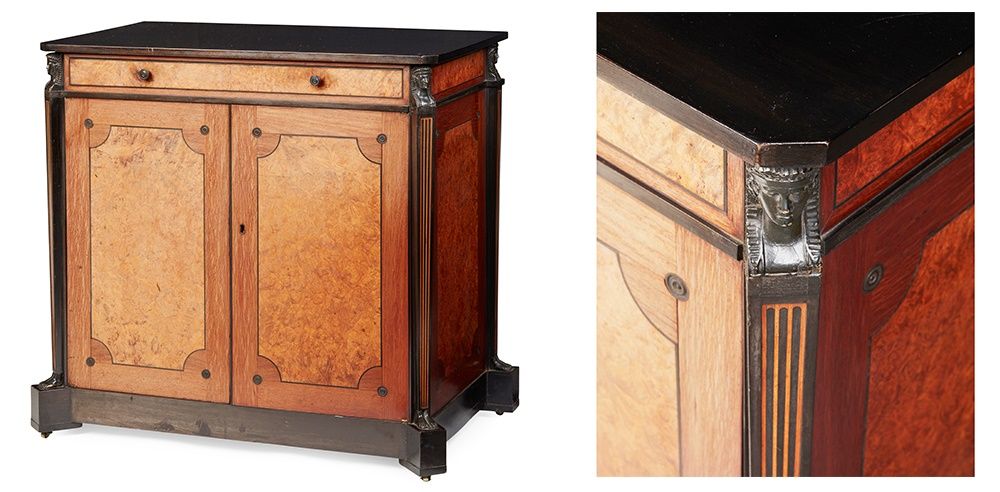 REGENCY EBONY, OAK, AND BURR WALNUT CABINET, IN THE MANNER OF GEORGE OAKLEY.jpg