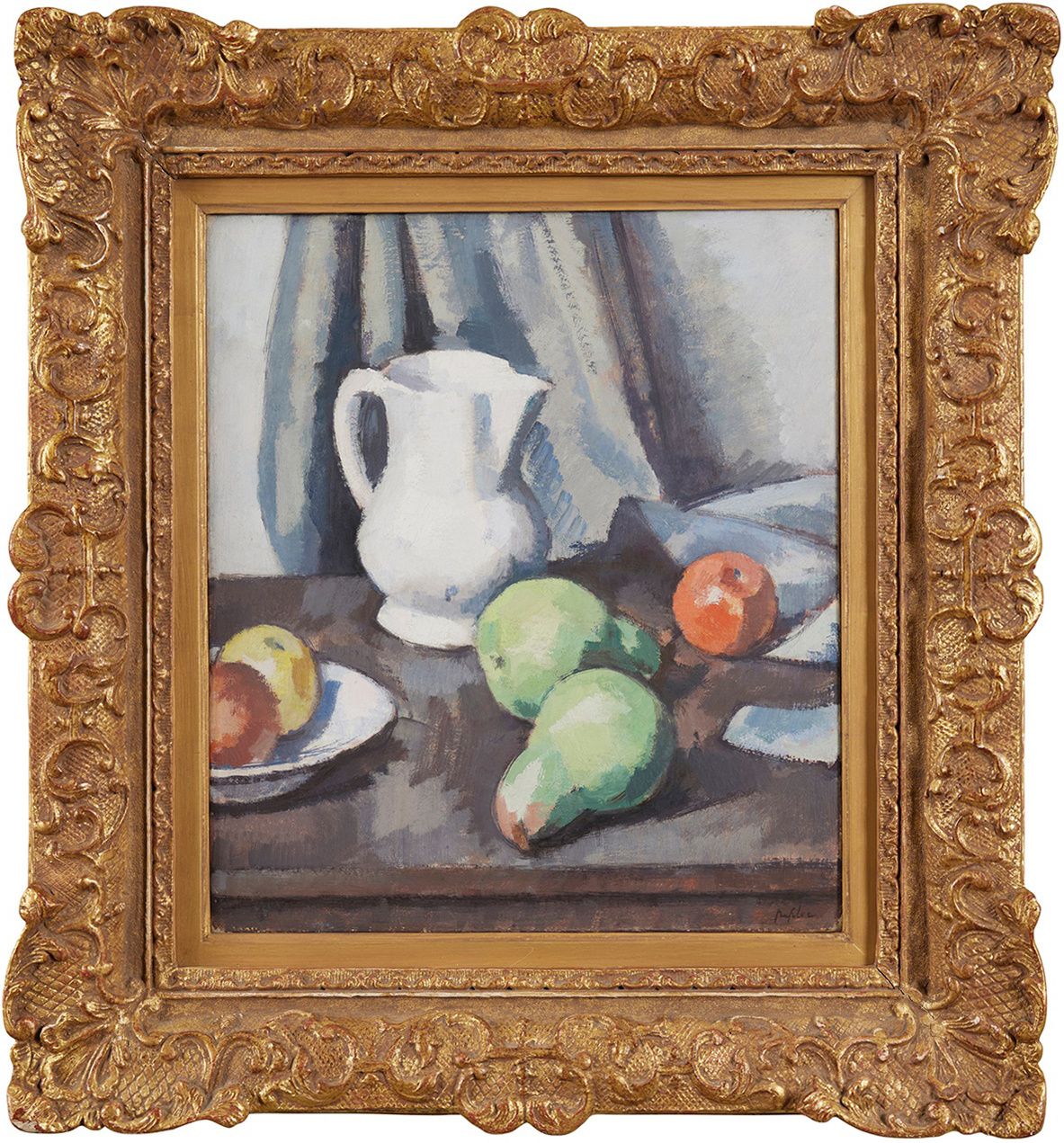 SAMUEL JOHN PEPLOE R.S.A. (SCOTTISH 1871-1935) | STILL LIFE WITH WHITE JUG AND PEARS | SOLD FOR £137,700*