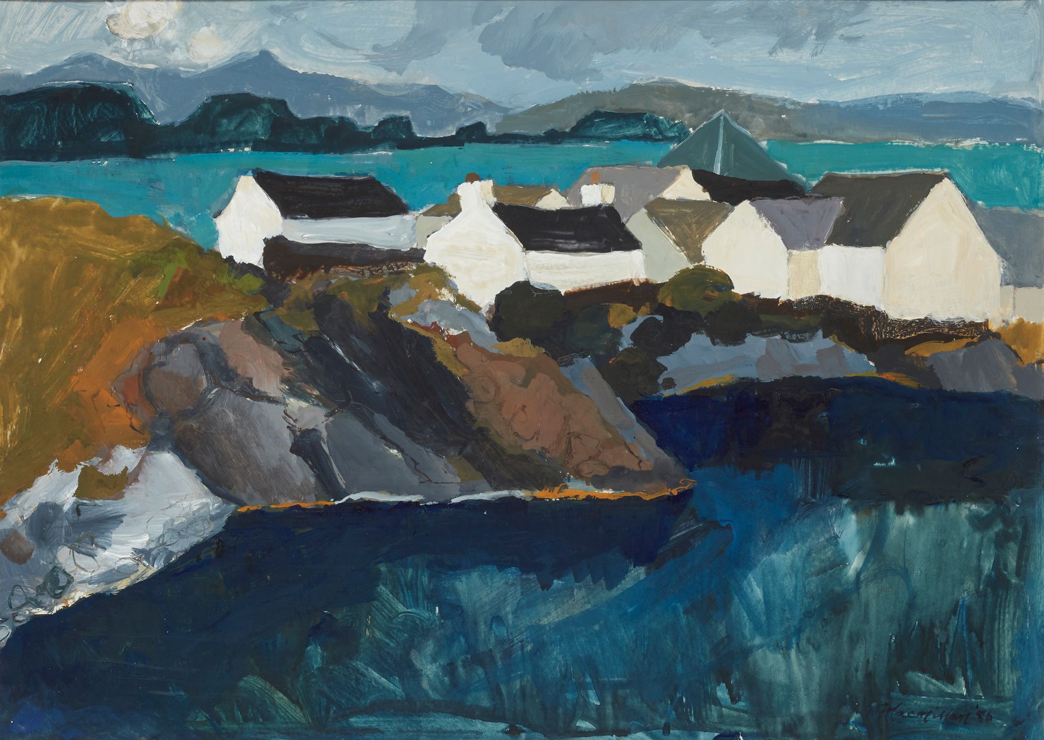 SHEILA MACNAB MACMILLAN (SCOTTISH 1928-2018) ON EASDALE ISLAND - 1986 | Sold for £1,125*